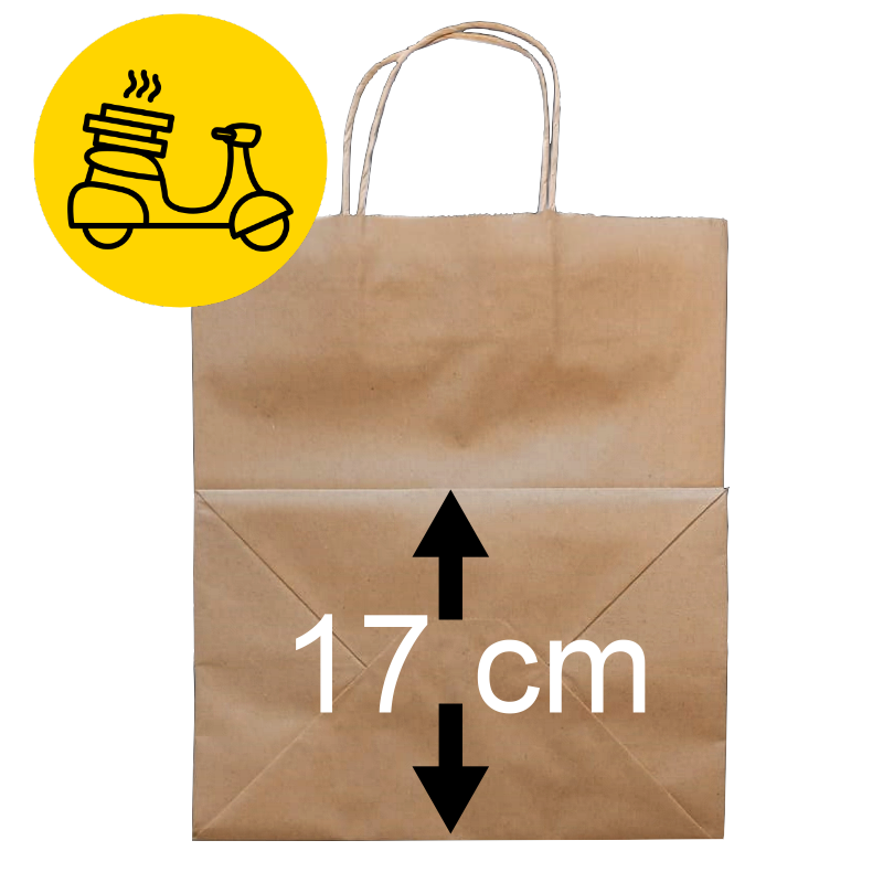 Bolsa de papel Kraft 30x26x17 cm. Delivery Fuelle ancho - Imagen 2