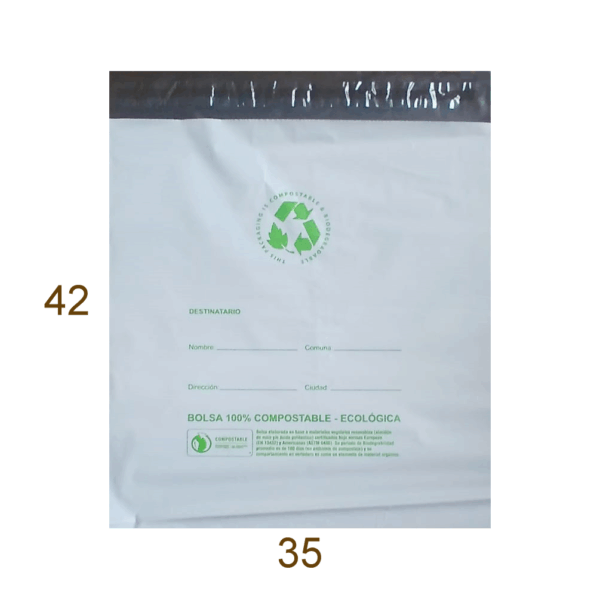Bolsa Courier Con Adhesivo Compostable 45X32