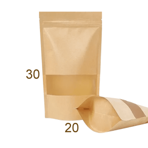 Bolsa Doypack Papel Kraft con Ventana y Zipper 30x20 cm 800cc Aprox.