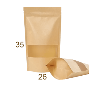 Bolsa Doypack Papel Kraft con Ventana y Zipper 35x26 cm 1000cc Aprox.